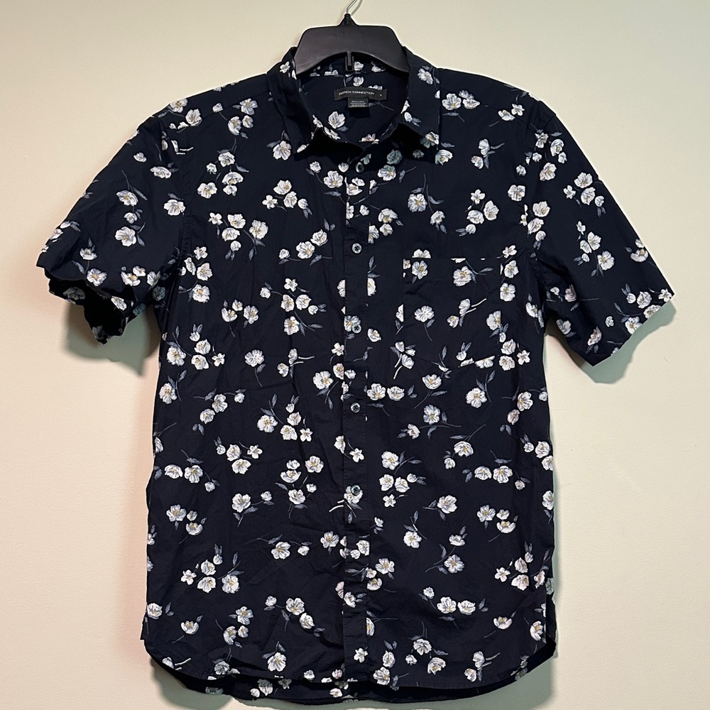 French Connection Dark Blue Floral Men's Shirt
